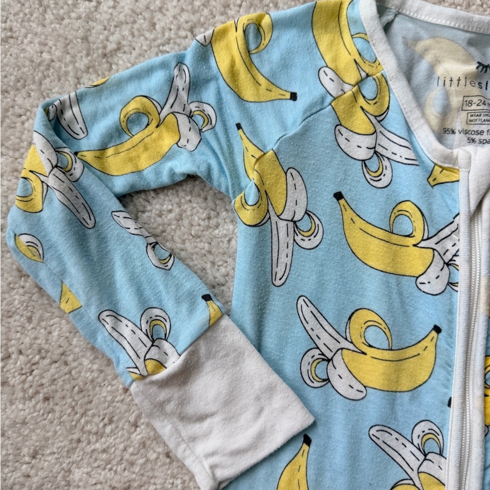 Little Sleepies Blue and Yellow Banana Print Outfit - Picture 5 of 15